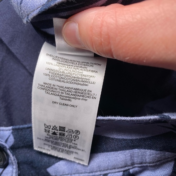 Brooks Brothers Dark Blue Leaf Pattern A-Line Button Down Linen Skirt - Picture 7 of 13